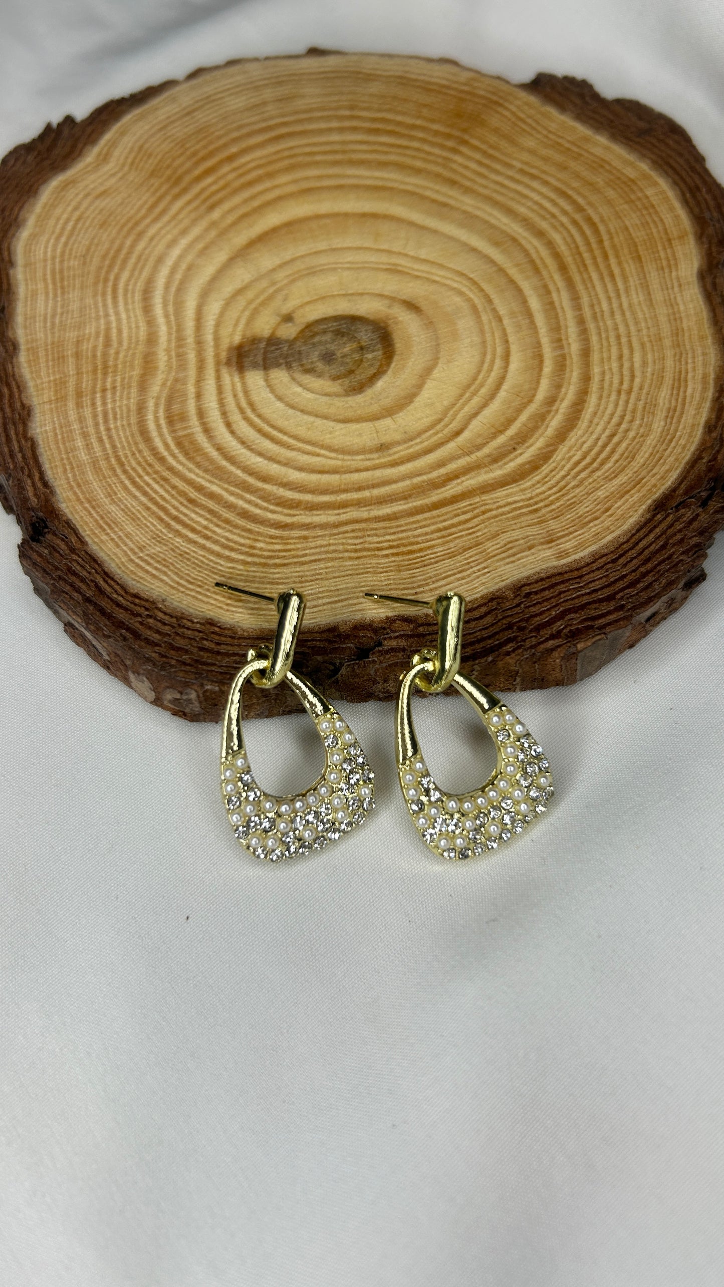 Gold Crystal Pearl Drop Earrings