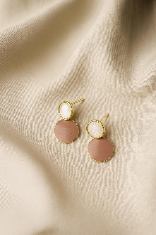 Dual-Tone Circle Stud Earrings